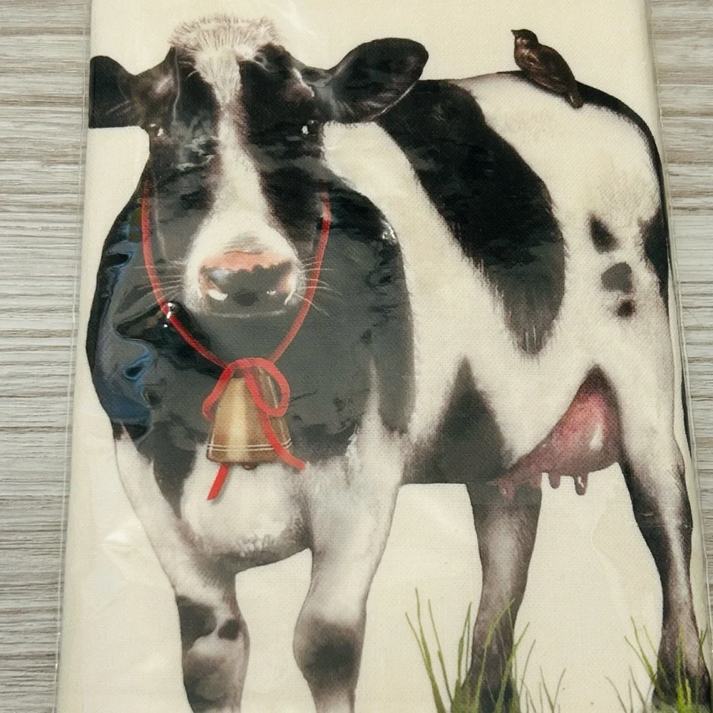 🐄 Farmhouse Holstein Cow Artisan Flour Sack Towel 100% Egyptian Cotton NWT